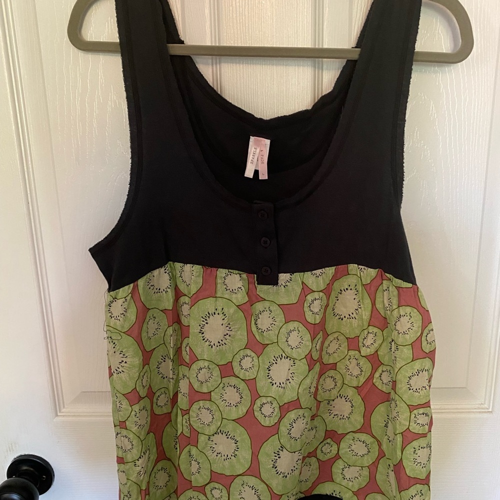 Sparkle & Fade Black and Green Ornate Tank Top